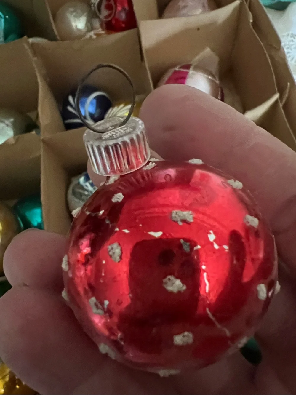 Incredible Lot Vintage Mercury glass indent flocked Christmas ornaments feather